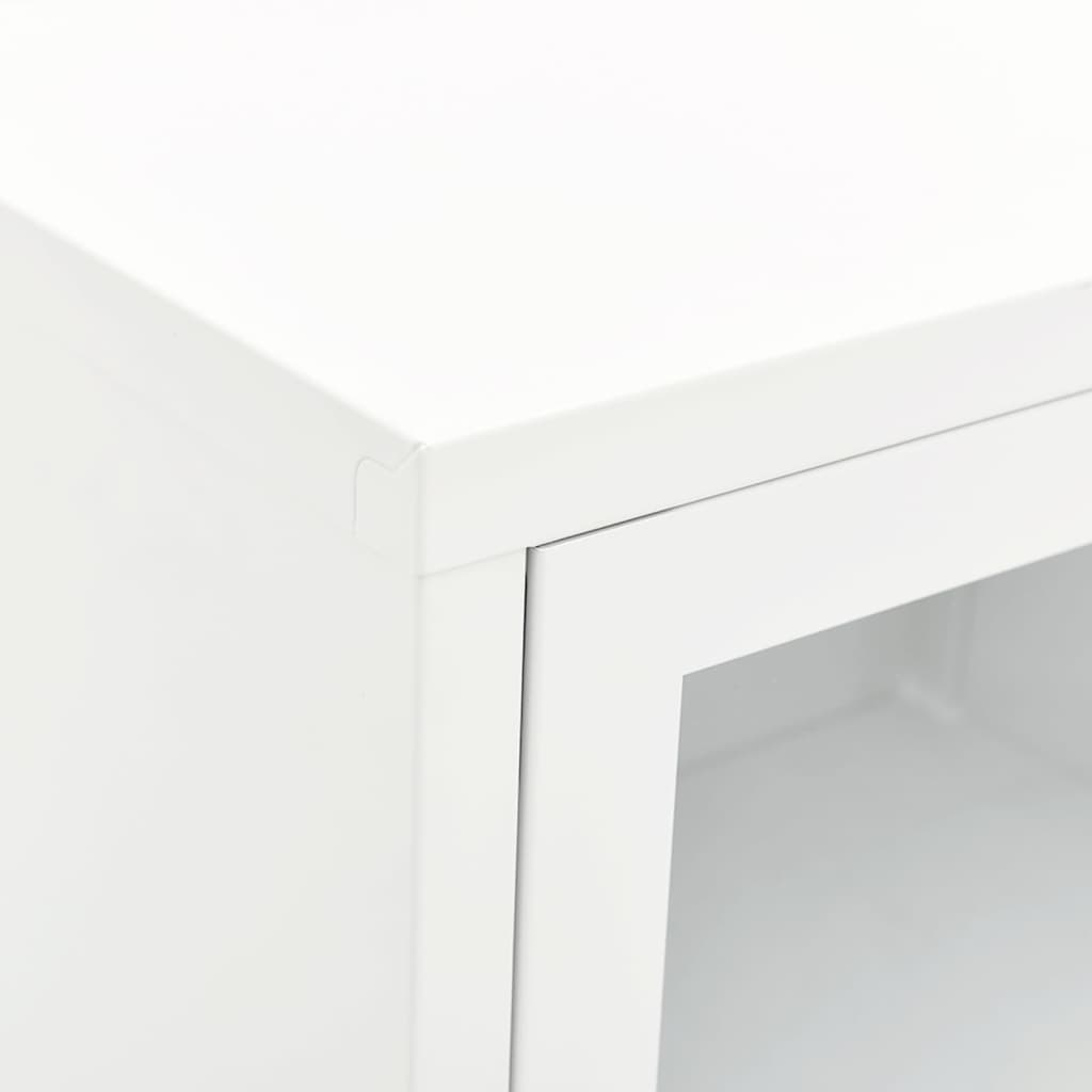 Mobile TV Bianco 90x30x44 cm in Acciaio e Vetro - homemem39