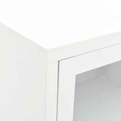 Mobile TV Bianco 90x30x44 cm in Acciaio e Vetro - homemem39