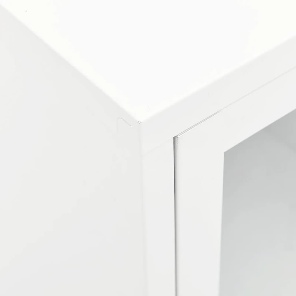 White TV cabinet 105x35x52 cm in Steel and Glass
