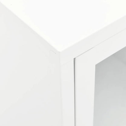 White TV cabinet 105x35x52 cm in Steel and Glass