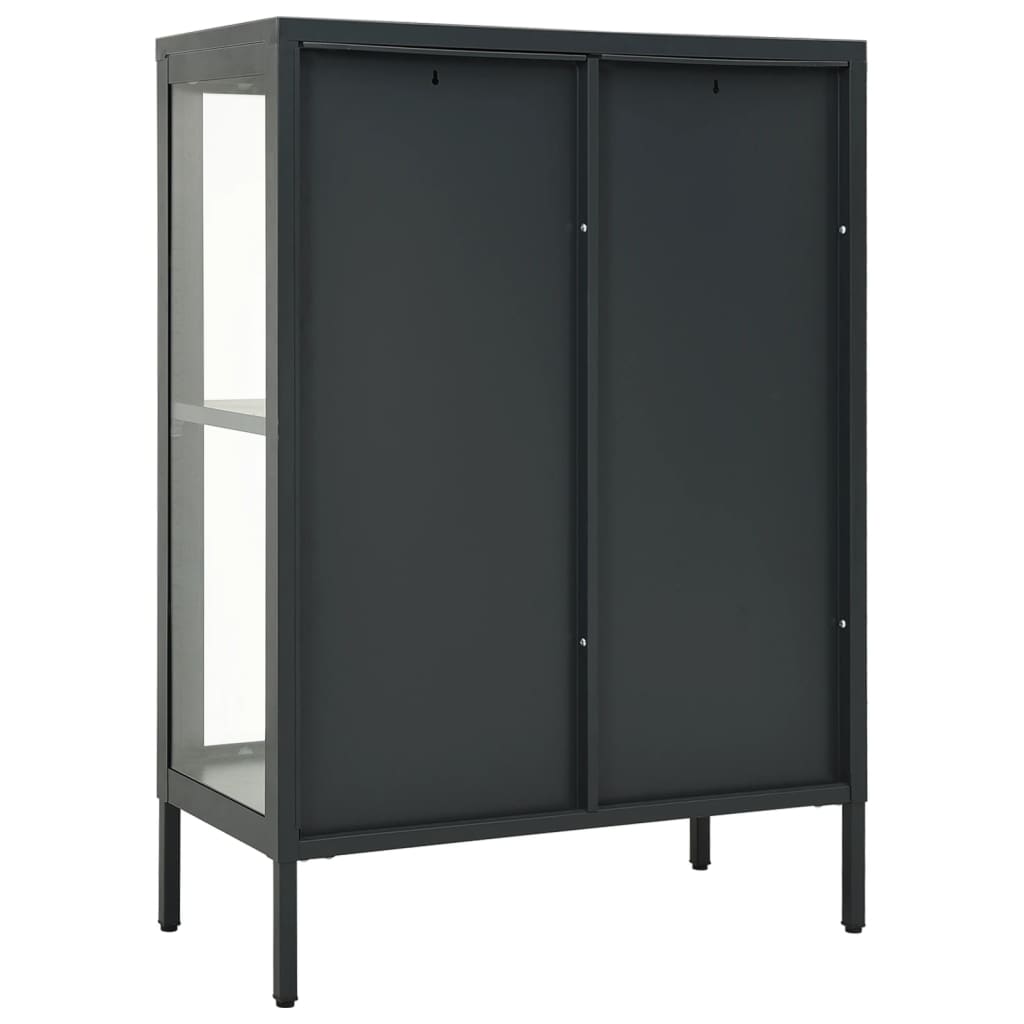 Credenza Antracite 75x35x105 cm in Acciaio e Vetro - homemem39
