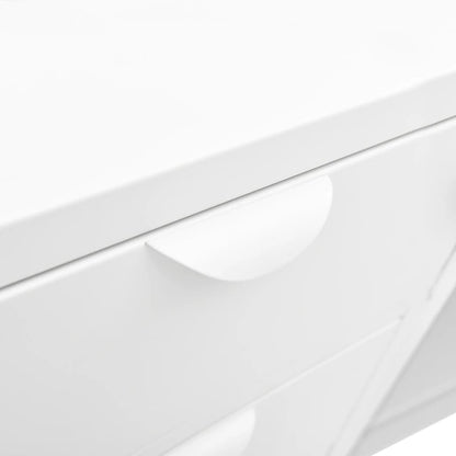 Credenza Bianca 105x35x70 cm in Acciaio e Vetro Temperato - homemem39