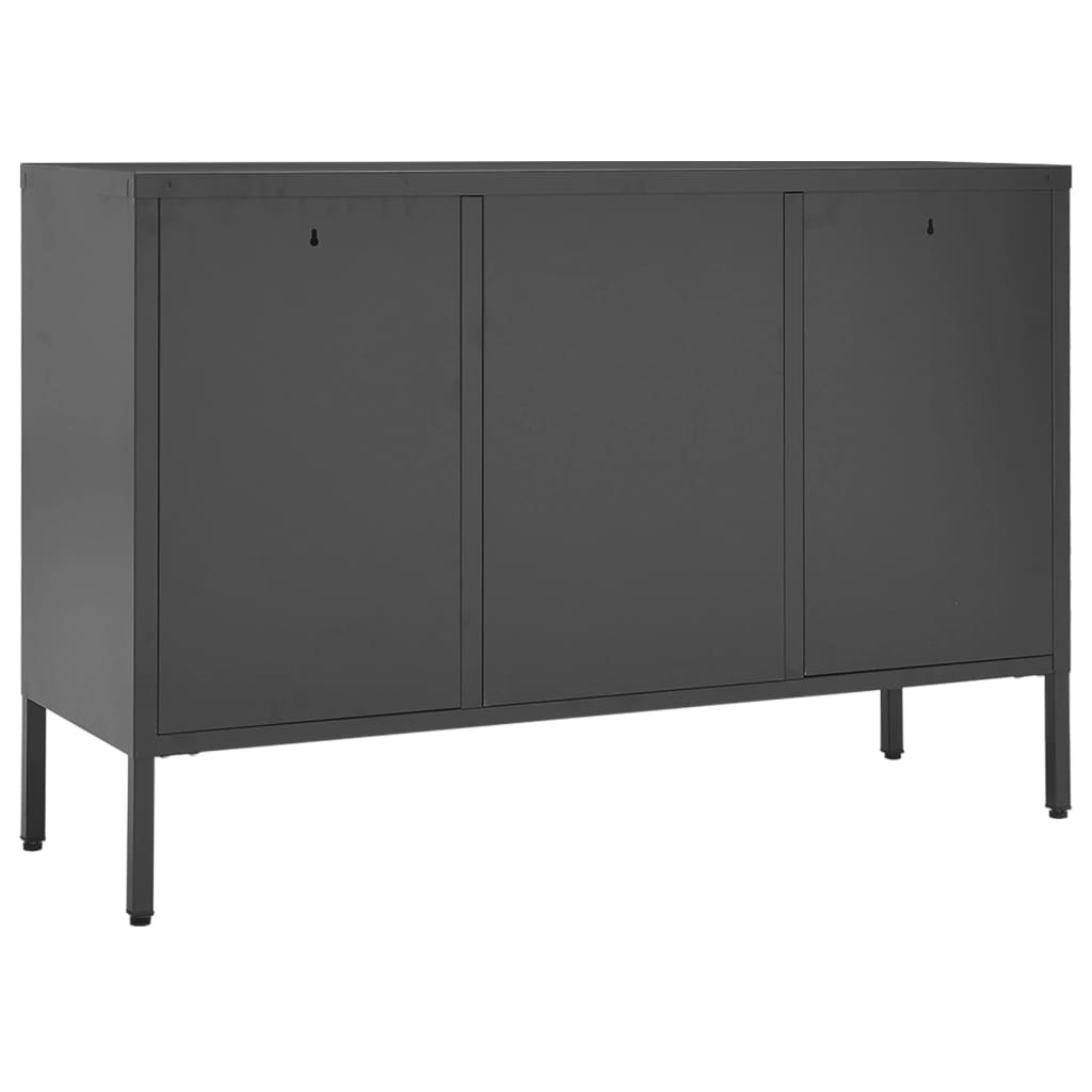 Credenza Antracite 105x35x70 cm in Acciaio e Vetro Temperato - homemem39