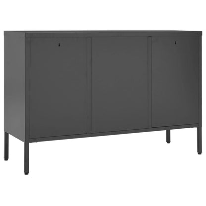 Credenza Antracite 105x35x70 cm in Acciaio e Vetro Temperato - homemem39