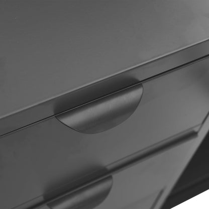 Credenza Antracite 105x35x70 cm in Acciaio e Vetro Temperato - homemem39