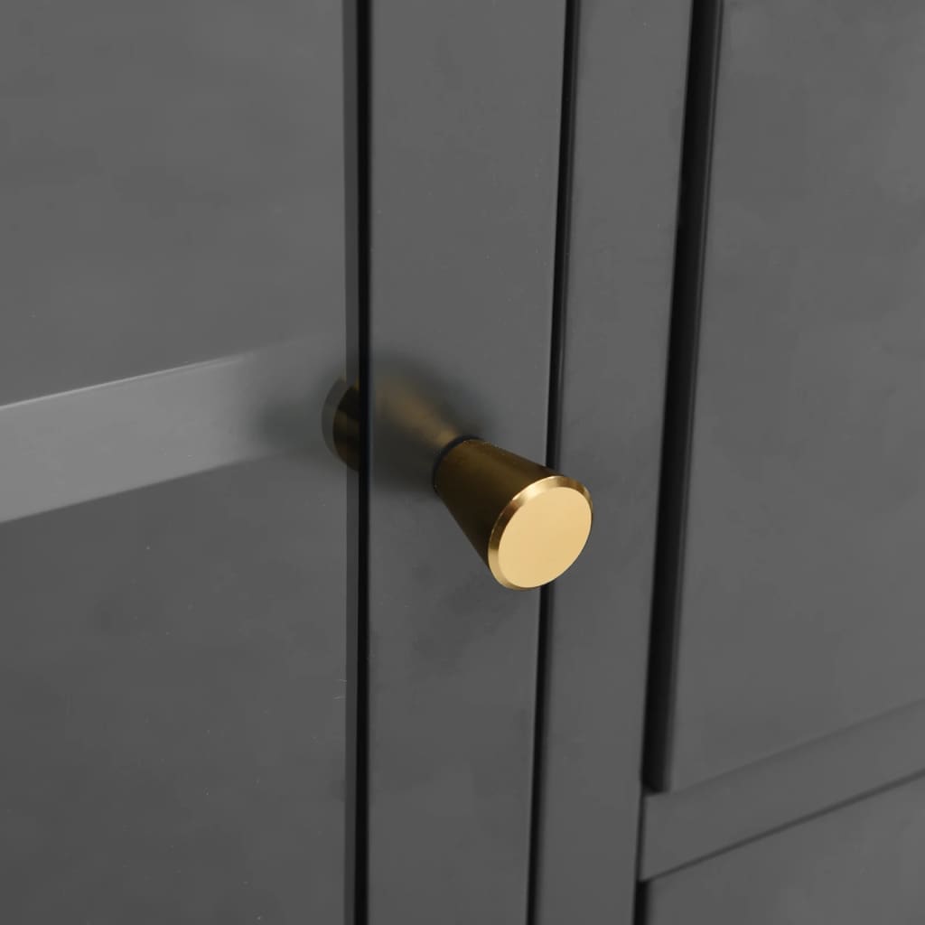 Credenza Antracite 105x35x70 cm in Acciaio e Vetro Temperato - homemem39