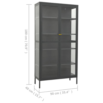 Vetrina Antracite 90x40x180 cm in Acciaio e Vetro Temperato - homemem39