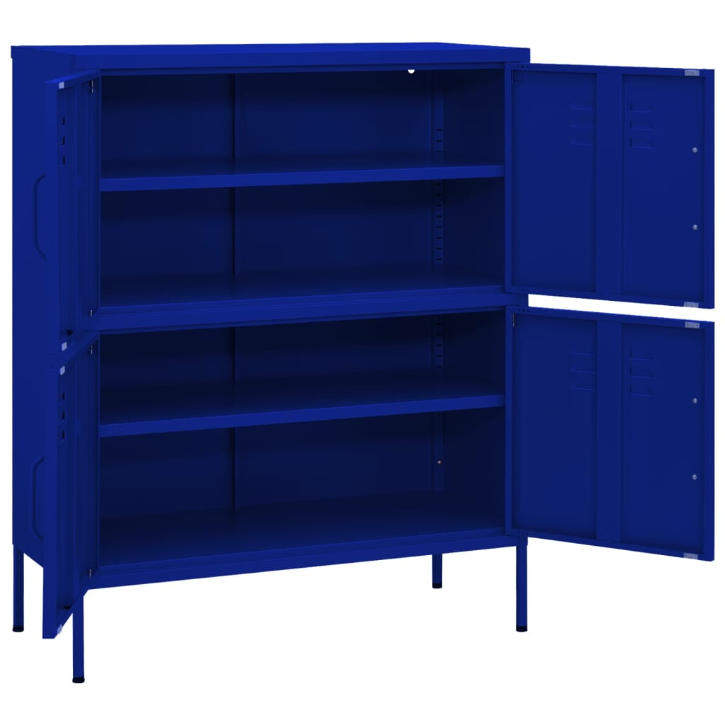 Armadietto Blu Marino 80x35x101,5 cm in Acciaio | homemem39