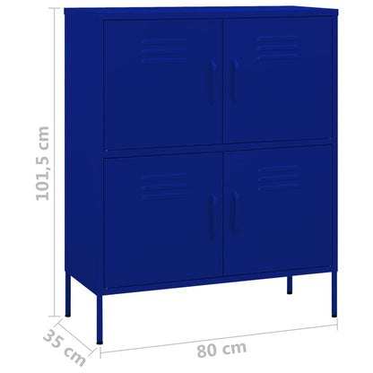 Armadietto Blu Marino 80x35x101,5 cm in Acciaio | homemem39