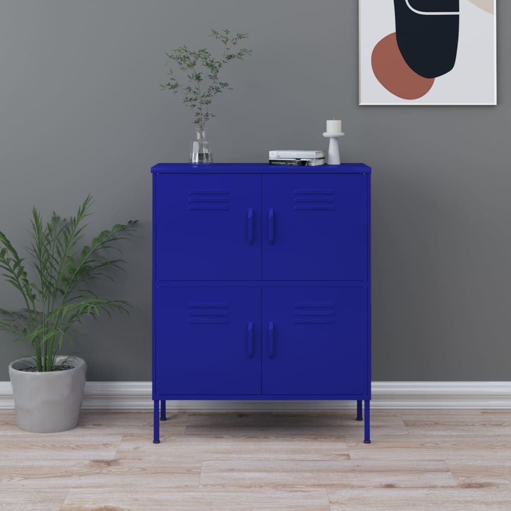 Armadietto Blu Marino 80x35x101,5 cm in Acciaio | homemem39