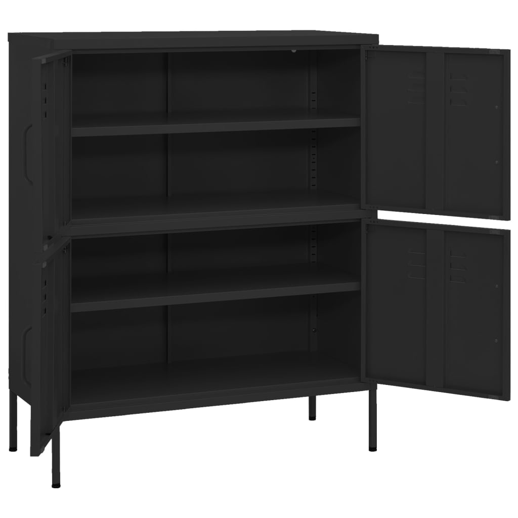 Armadietto Nero 80x35x101,5 cm in Acciaio | homemem39