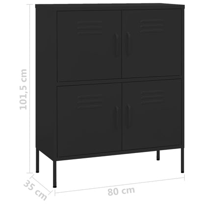 Armadietto Nero 80x35x101,5 cm in Acciaio | homemem39