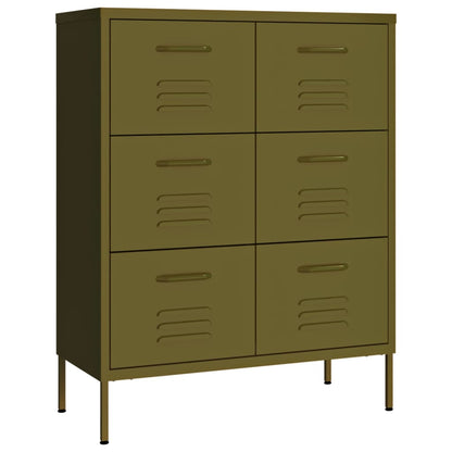 Cassettiera Verde Oliva 80x35x101,5 cm in Acciaio | homemem39