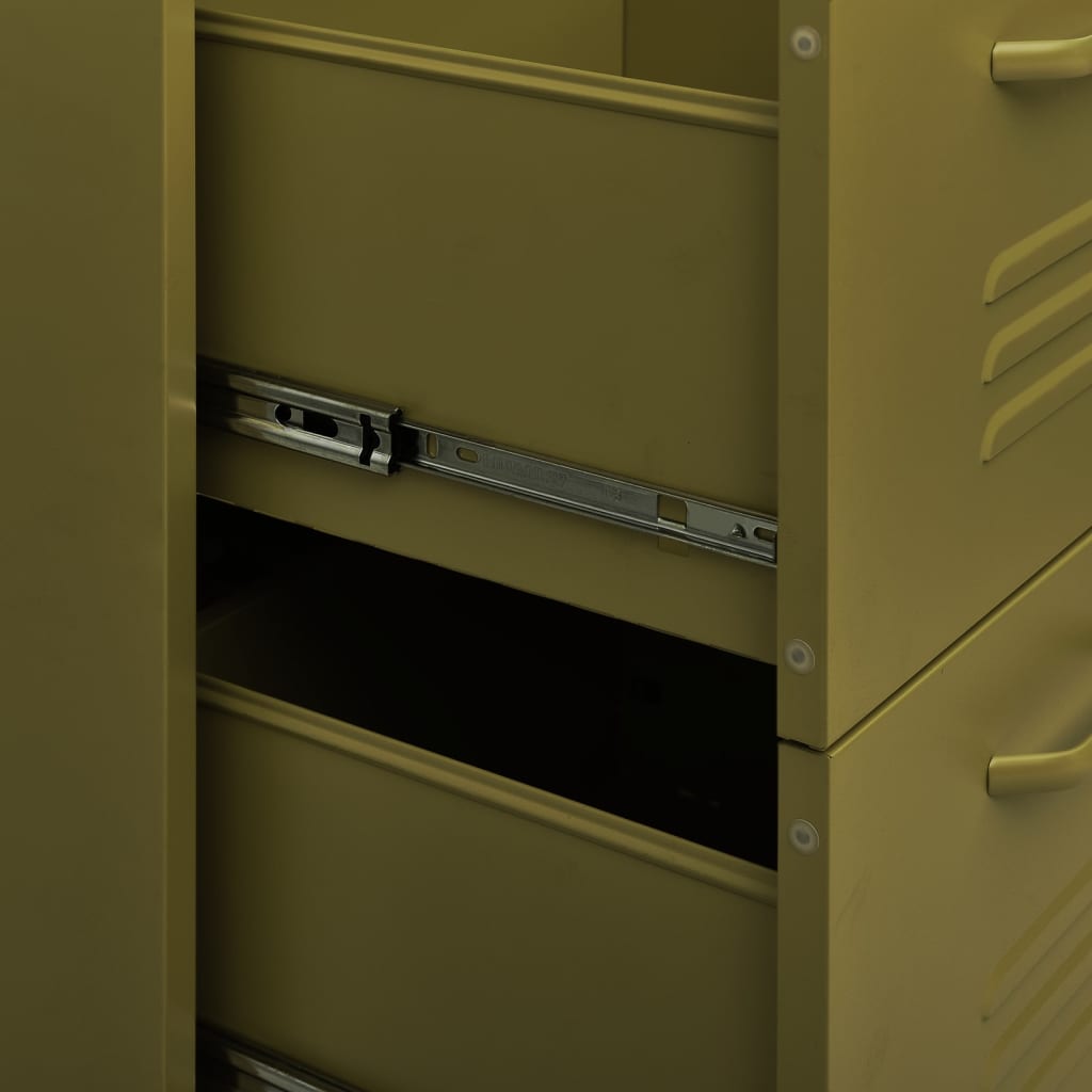 Cassettiera Verde Oliva 80x35x101,5 cm in Acciaio - homemem39
