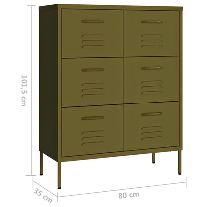 Cassettiera Verde Oliva 80x35x101,5 cm in Acciaio | homemem39