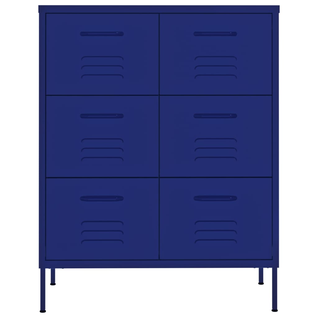 Cassettiera Blu Marino 80x35x101,5 cm in Acciaio - homemem39