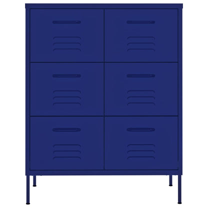 Cassettiera Blu Marino 80x35x101,5 cm in Acciaio - homemem39