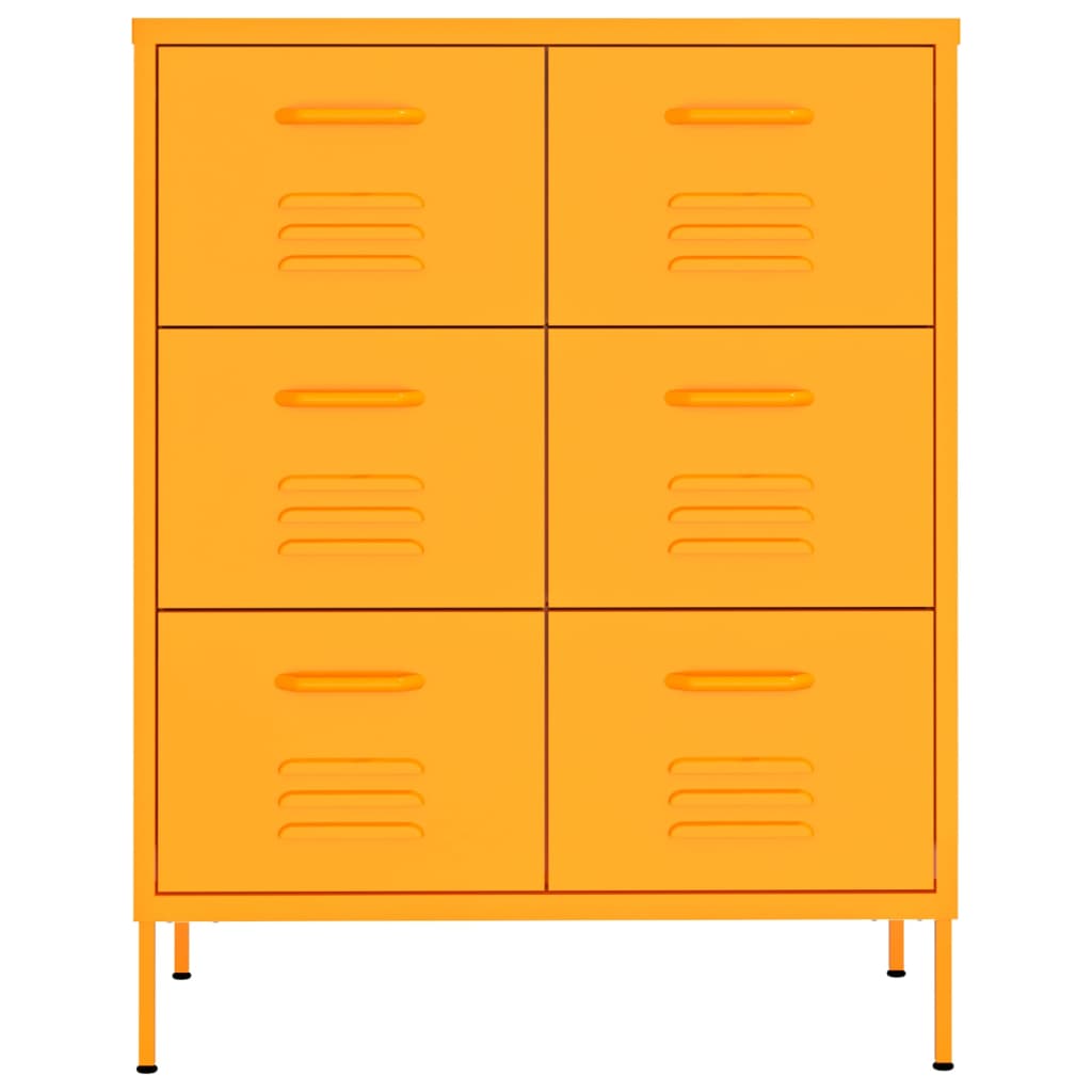 Cassettiera Giallo Senape 80x35x101,5 cm in Acciaio | homemem39