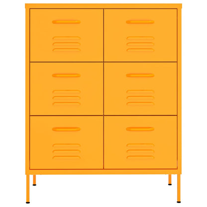 Cassettiera Giallo Senape 80x35x101,5 cm in Acciaio | homemem39