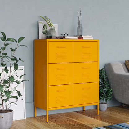 Cassettiera Giallo Senape 80x35x101,5 cm in Acciaio | homemem39