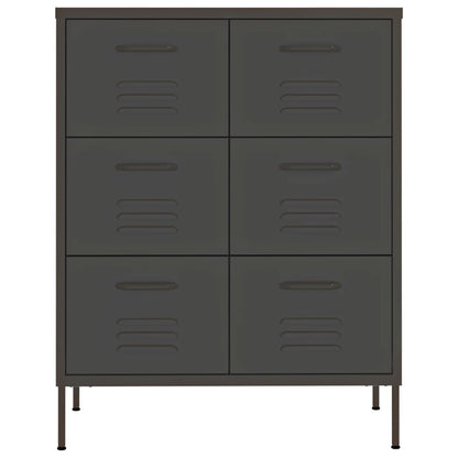 Cassettiera Antracite 80x35x101,5 cm in Acciaio - homemem39