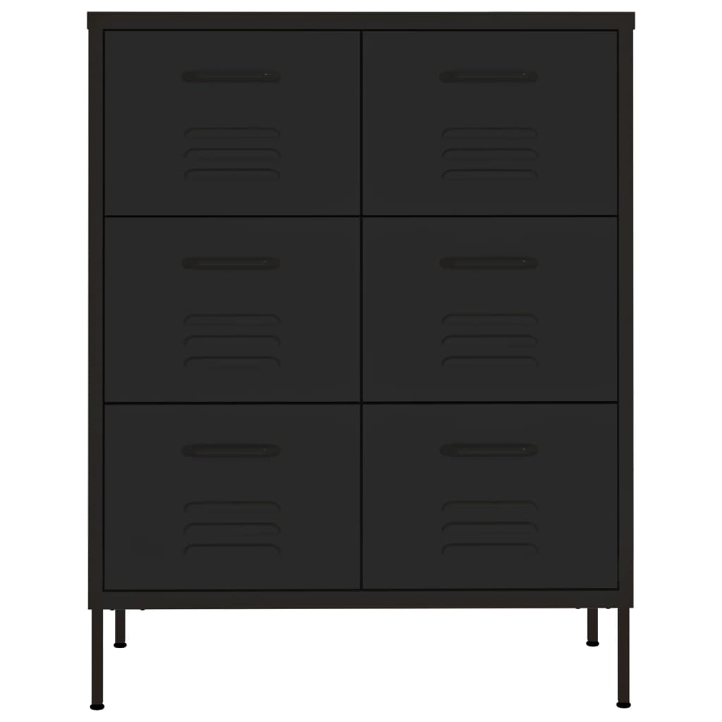 Cassettiera Nera 80x35x101,5 cm in Acciaio | homemem39