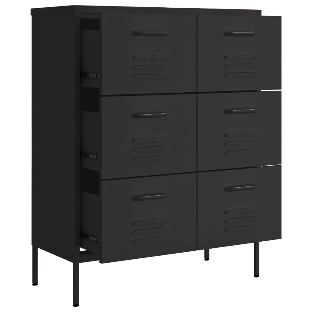 Cassettiera Nera 80x35x101,5 cm in Acciaio | homemem39
