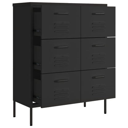 Cassettiera Nera 80x35x101,5 cm in Acciaio | homemem39
