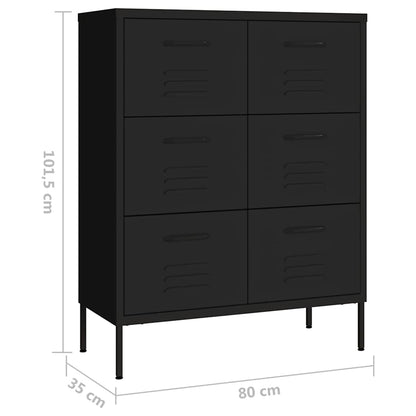 Cassettiera Nera 80x35x101,5 cm in Acciaio