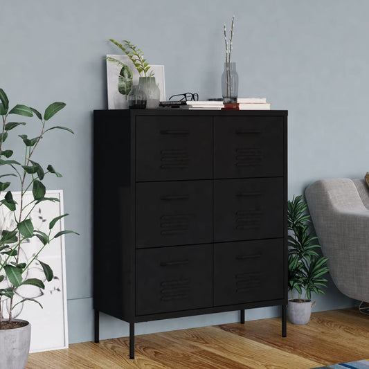 Cassettiera Nera 80x35x101,5 cm in Acciaio | homemem39