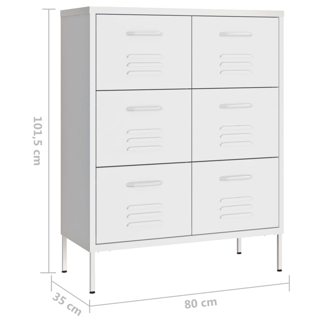 Cassettiera Bianca 80x35x101,5 cm in Acciaio | homemem39