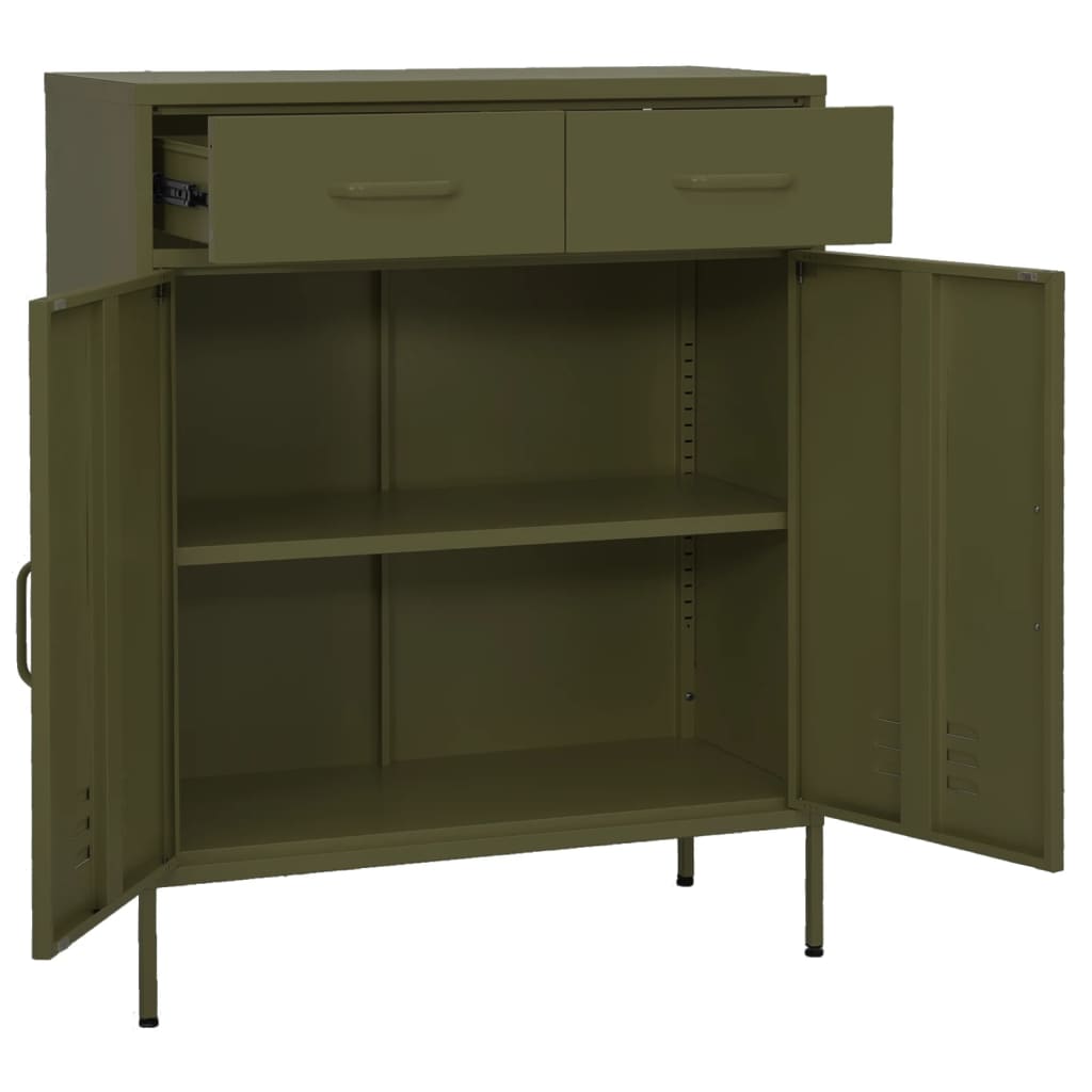 Armadietto Verde Oliva 80x35x101,5 cm in Acciaio | homemem39