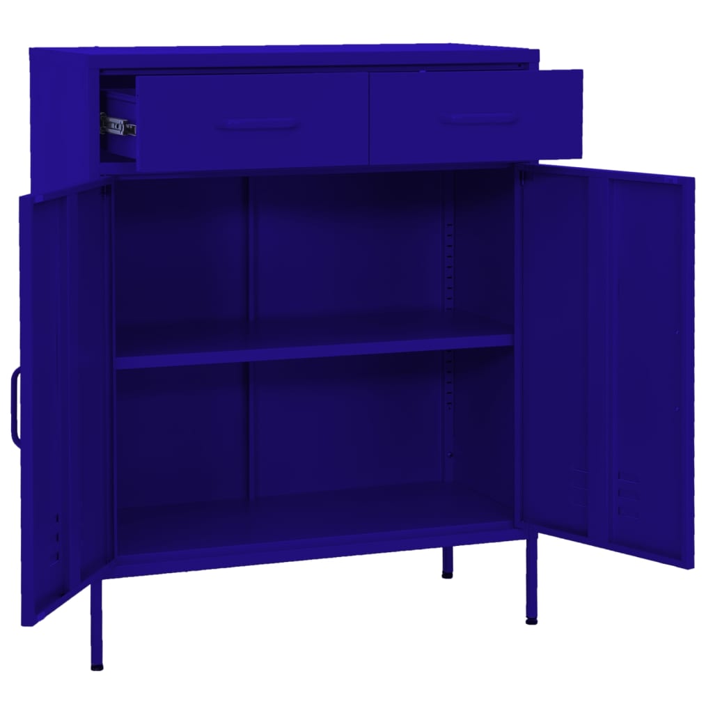 Armadietto Blu Marino 80x35x101,5 cm in Acciaio | homemem39