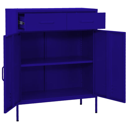 Armadietto Blu Marino 80x35x101,5 cm in Acciaio | homemem39