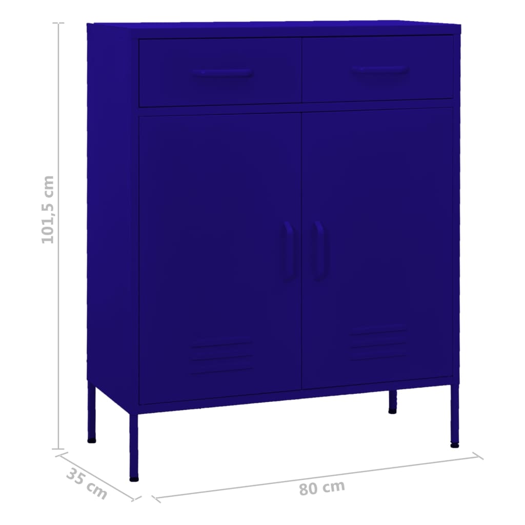 Armadietto Blu Marino 80x35x101,5 cm in Acciaio | homemem39