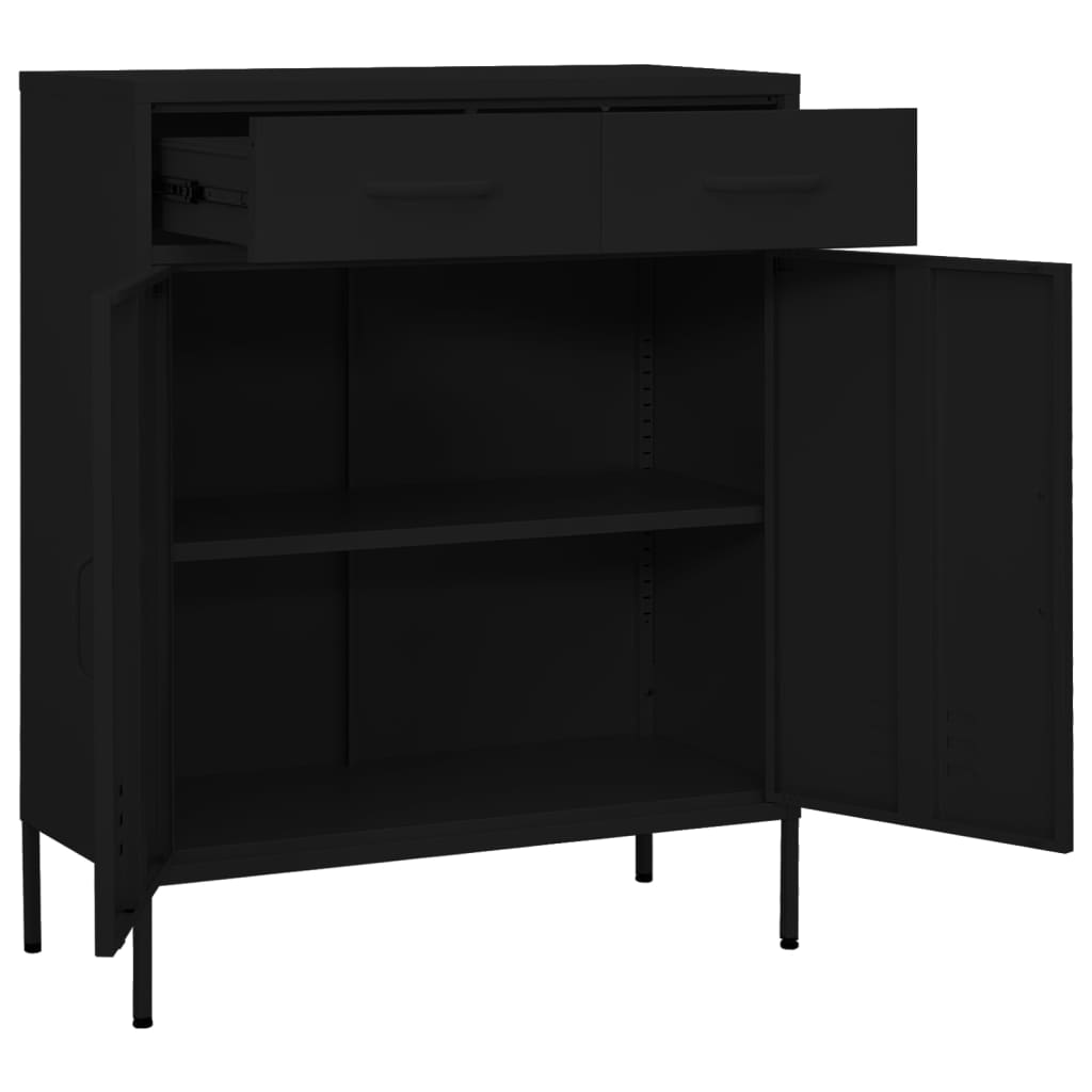 Armadietto Nero 80x35x101,5 cm in Acciaio | homemem39