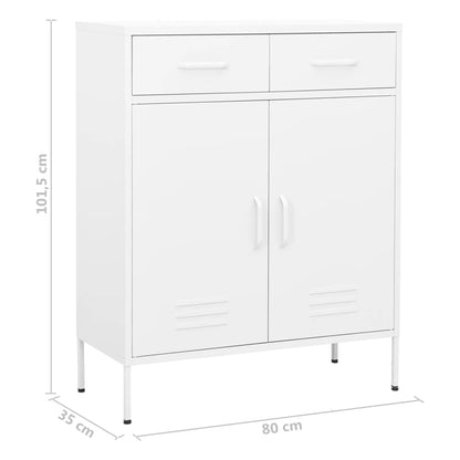 Armadietto Bianco 80x35x101,5 cm in Acciaio - homemem39