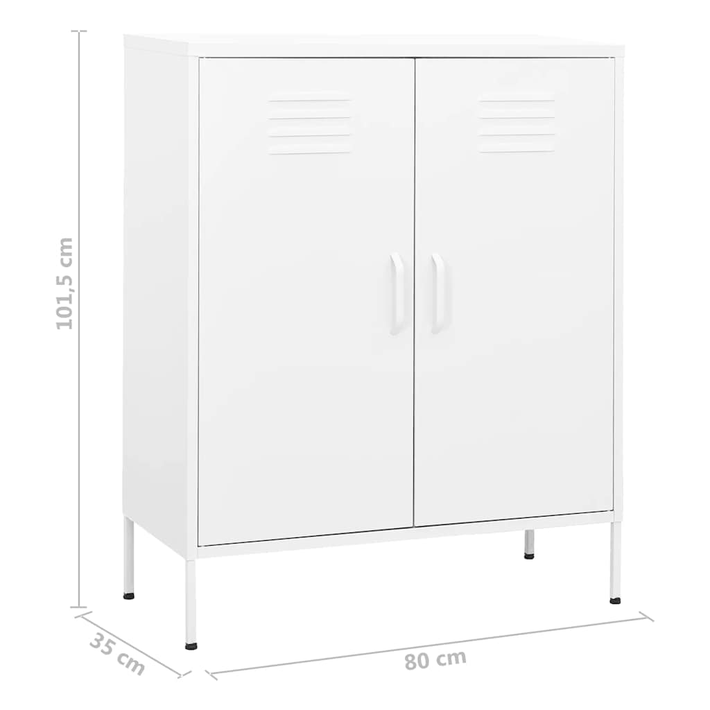 Armadietto Bianco 80x35x101,5 cm in Acciaio | homemem39