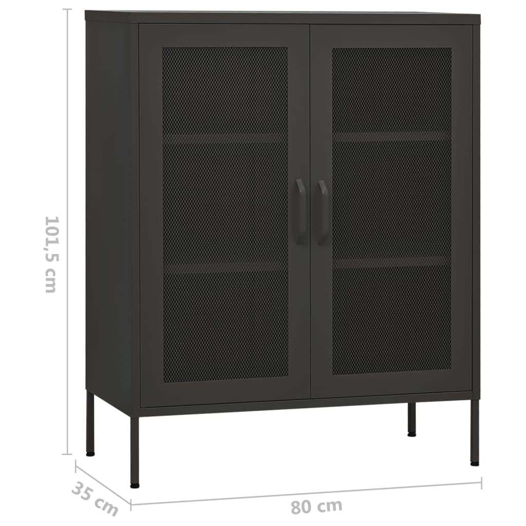 Armadietto Antracite 80x35x101,5 cm in Acciaio | homemem39