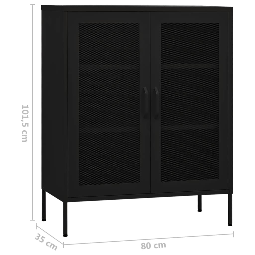 Armadietto Nero 80x35x101,5 cm in Acciaio | homemem39