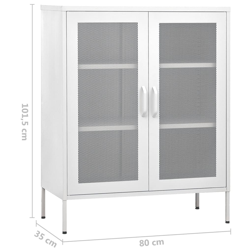 Armadietto Bianco 80x35x101,5 cm in Acciaio | homemem39