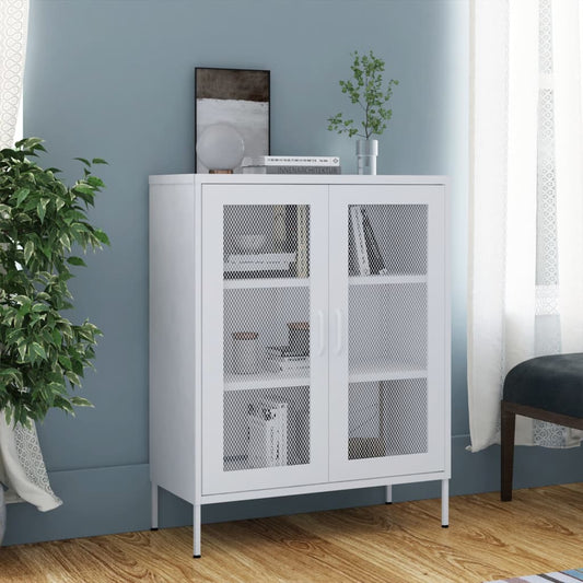 Armadietto Bianco 80x35x101,5 cm in Acciaio | homemem39
