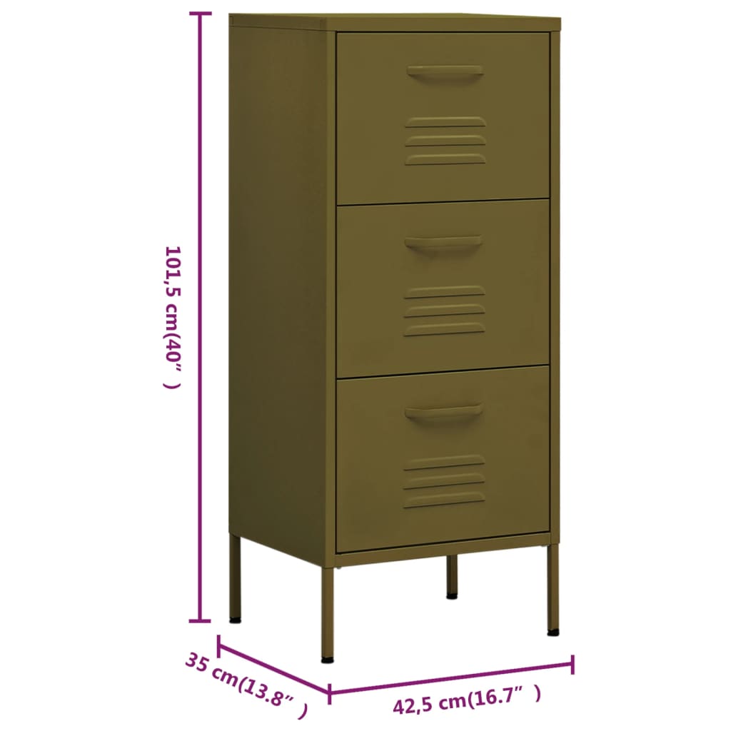 Armadietto Verde Oliva 42,5x35x101,5 cm in Acciaio | homemem39