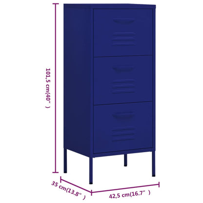 Armadietto Blu Marino 42,5x35x101,5 cm in Acciaio | homemem39