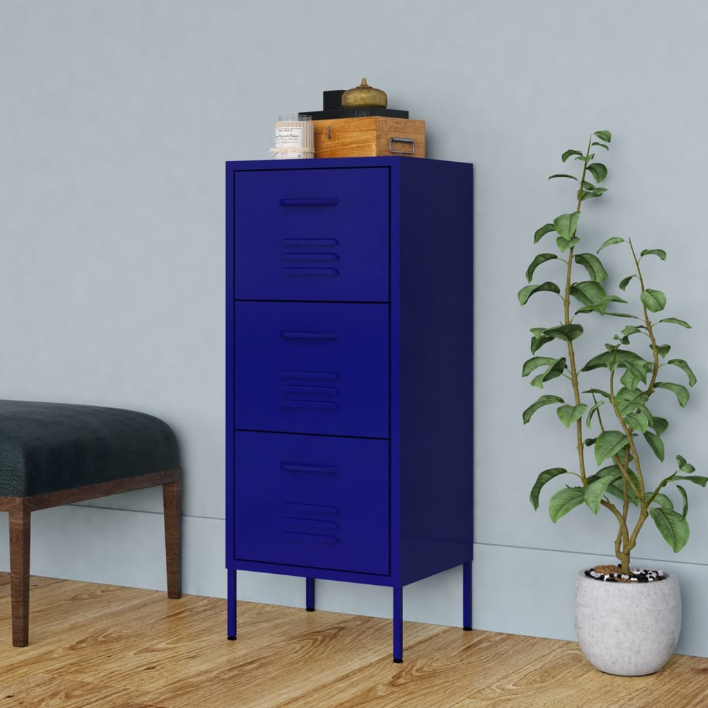 Armadietto Blu Marino 42,5x35x101,5 cm in Acciaio | homemem39