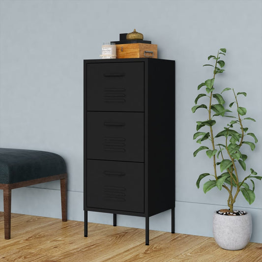Armadietto Nero 42,5x35x101,5 cm in Acciaio - homemem39