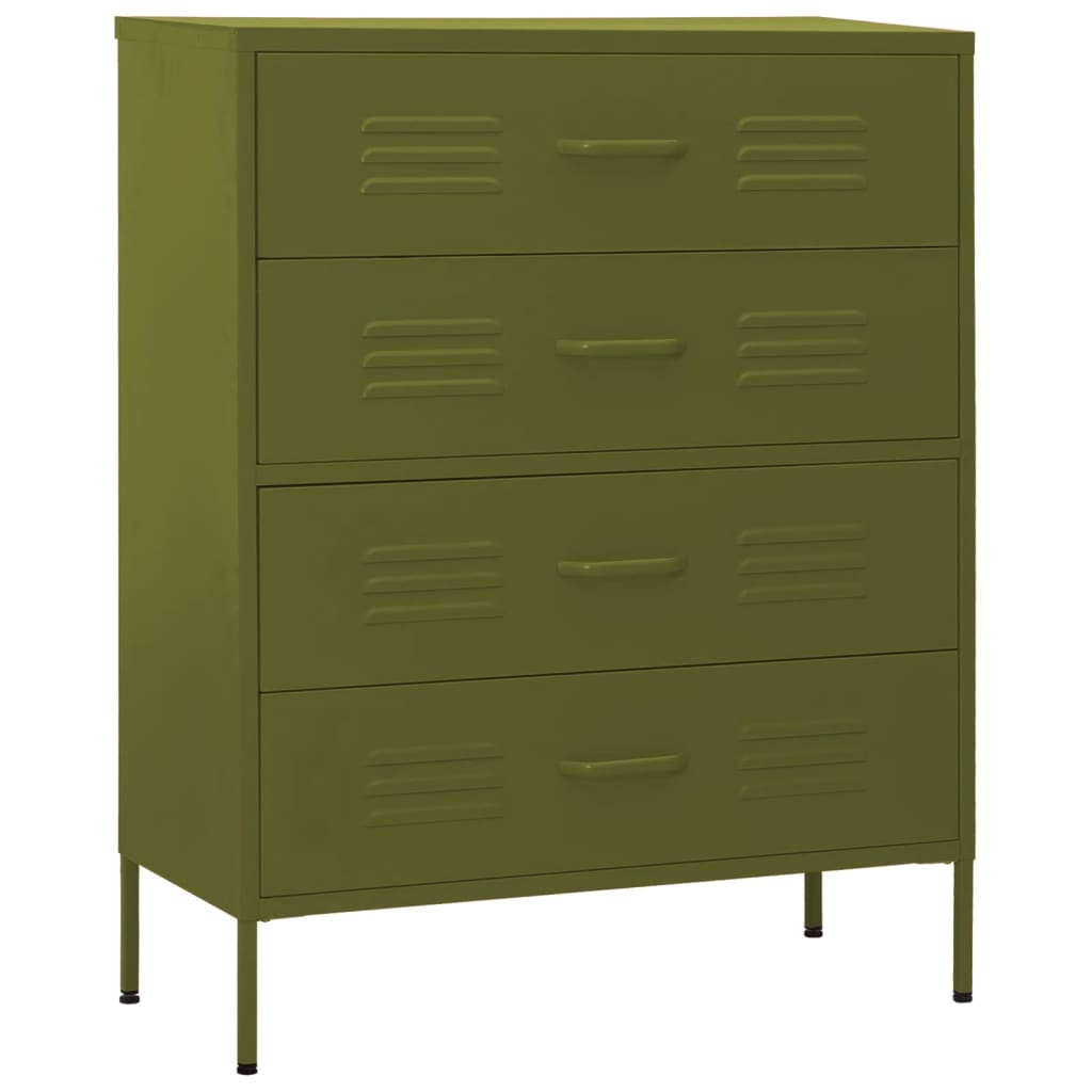 Cassettiera Verde Oliva 80x35x101,5 cm in Acciaio - homemem39