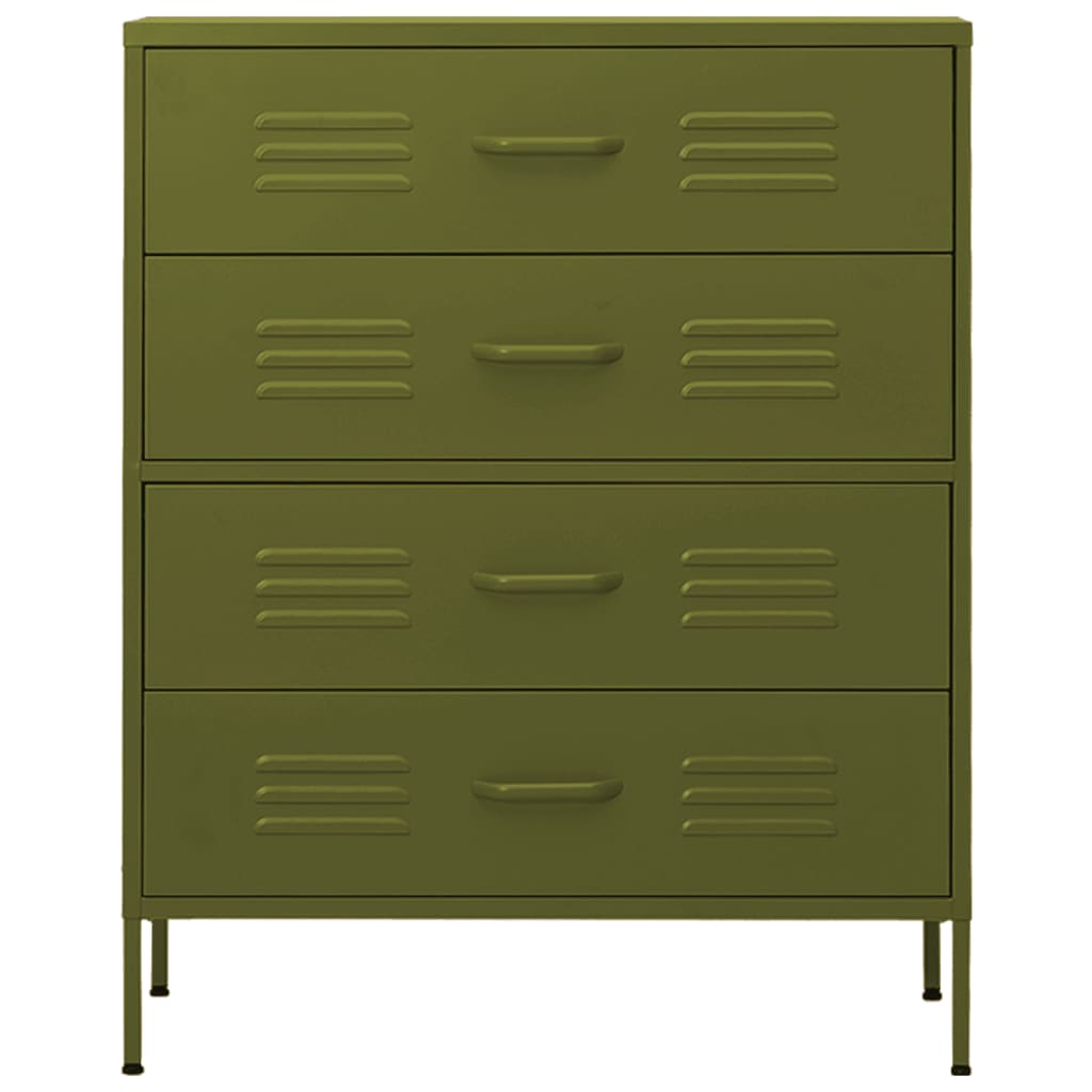 Cassettiera Verde Oliva 80x35x101,5 cm in Acciaio - homemem39