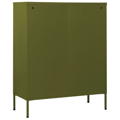 Cassettiera Verde Oliva 80x35x101,5 cm in Acciaio - homemem39