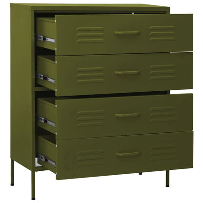 Cassettiera Verde Oliva 80x35x101,5 cm in Acciaio - homemem39